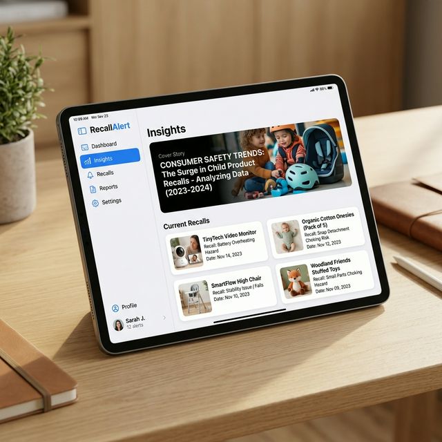 RecallAlert application UI running on an iPad